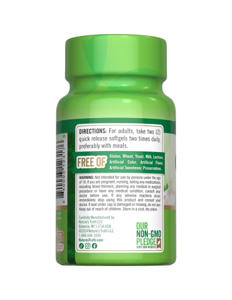 Suplemento de Ajo Sin Olor Nature's Truth 2400mg 180 Cápsulas Suplemento de Ajo Sin Olor Nature's Truth 2400mg 180 Cápsulas
