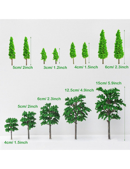 Cayway 34PCS Árboles Modelo Verdes 3-15.5cm para Dioramas Cayway 34PCS Árboles Modelo Verdes 3-15.5cm para Dioramas