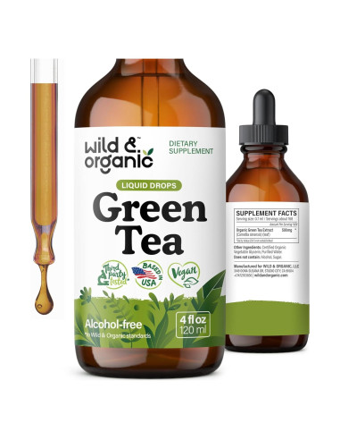 Extracto Líquido de Té Verde Orgánico Silvestre 118.3 ml - Antioxidante Vegano