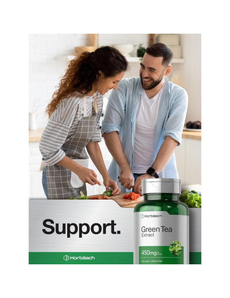 Cápsulas de Extracto de Té Verde Horbach 450mg - 180 Unidades - Sin OGM y Gluten Cápsulas de Extracto de Té Verde Horbach 450mg - 180 Unidades - Sin OGM y Gluten