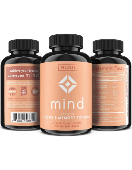 Suplemento Cerebral WellPath Mind 60 Cápsulas Veganas - Memoria y Concentración Suplemento Cerebral WellPath Mind 60 Cápsulas Veganas - Memoria y Concentración