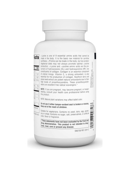 Source Naturals Prolina y Lisina 550 mg - 120 Tabletas Vegetarianas Source Naturals Prolina y Lisina 550 mg - 120 Tabletas Vegetarianas