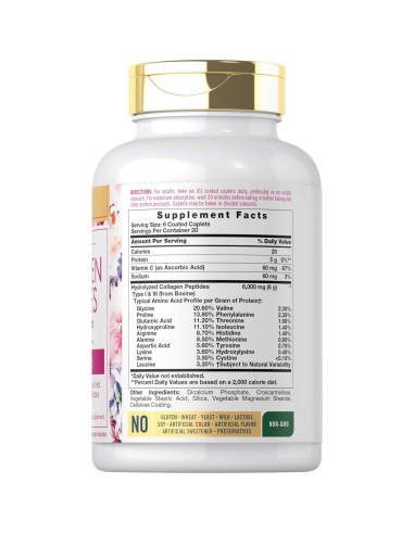 Colágeno Hidrolizado Carlyle 6000mg con Vitamina C - 120 Tabletas