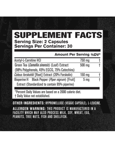 Jacked Factory Lean-XT Quemador de Grasa Sin Cafeína 60 Cápsulas