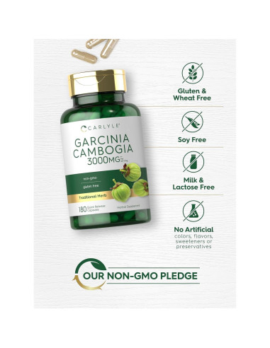 Extracto de Garcinia Cambogia Carlyle 3000mg 180 Cápsulas Suplemento