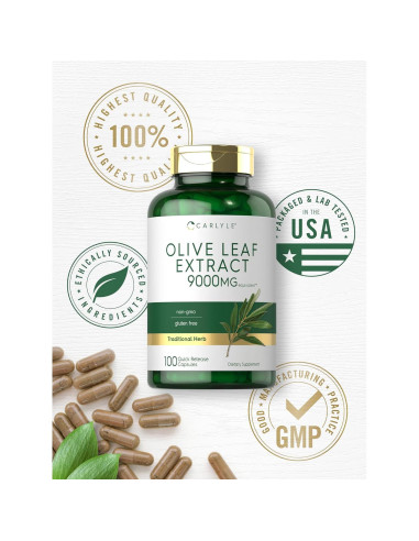 Cápsulas de Extracto de Hoja de Olivo Carlyle 9000mg 100 Unidades