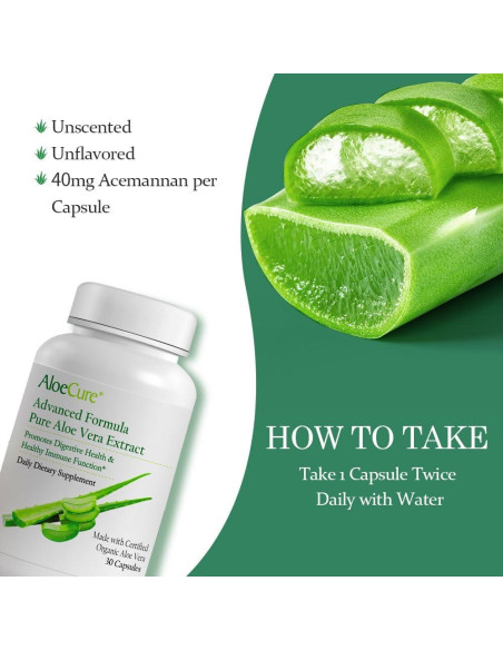 Cápsulas de Aloe Vera Orgánico AloeCure 30 Cápsulas 130g Cápsulas de Aloe Vera Orgánico AloeCure 30 Cápsulas 130g