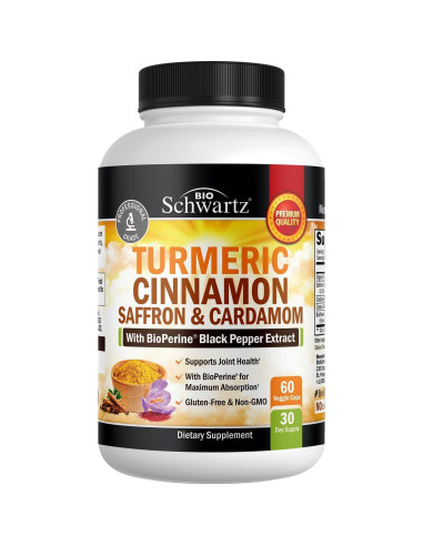 Suplemento de Cúrcuma BioSchwartz con Azafrán y Canela 60 Cápsulas