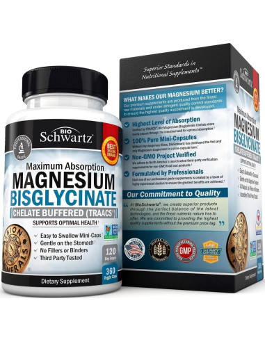 Suplemento de Bisglicinato de Magnesio BioSchwartz 360 Cápsulas