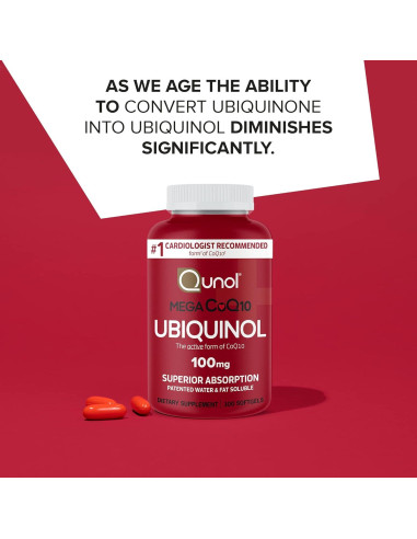 Suplemento Qunol Mega Ubiquinol 100mg CoQ10 100 Cápsulas