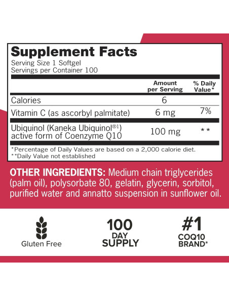 Suplemento Qunol Mega Ubiquinol 100mg CoQ10 100 Cápsulas Suplemento Qunol Mega Ubiquinol 100mg CoQ10 100 Cápsulas