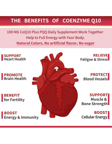 Suplemento CoQ10 100mg ZEBORA con Omega-3 y PQQ 120 cápsulas