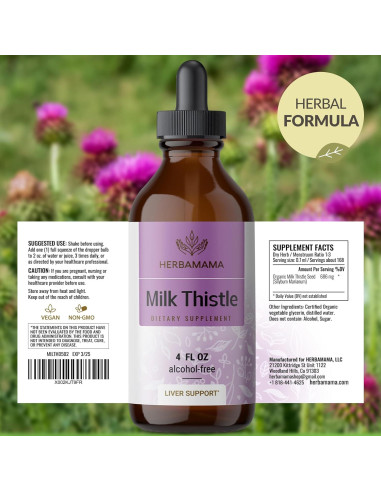 Suplemento de Cardo Mariano HERBAMAMA 118 ml - Apoyo Hepático Vegano