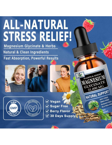 Gotas de Glicinato de Magnesio 21000mg - Suplemento Natural