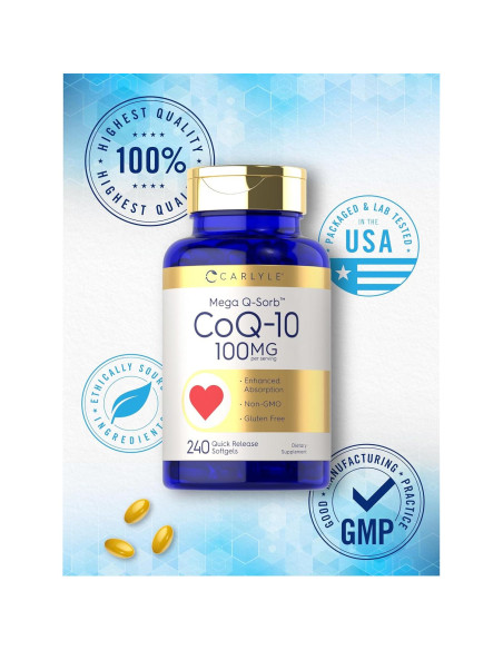 Carlyle CoQ10 100mg Mega Q-Sorb 240 Softgels Antioxidante Carlyle CoQ10 100mg Mega Q-Sorb 240 Softgels Antioxidante