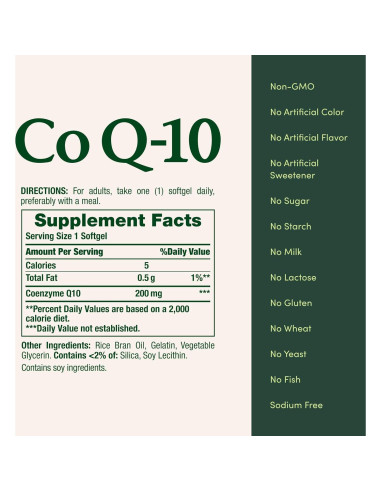 CoQ10 Nature's Bounty 200mg 80 Cápsulas Blandas Antioxidante