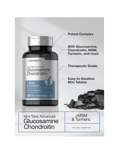 Suplemento Glucosamina Condroitina MSM Cúrcuma Horbach 360 Tabletas