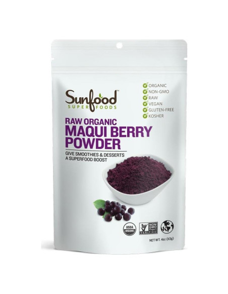 Polvo de Maqui Orgánico Sunfood 113.4 g - Antioxidantes para Batidos Polvo de Maqui Orgánico Sunfood 113.4 g - Antioxidantes para Batidos