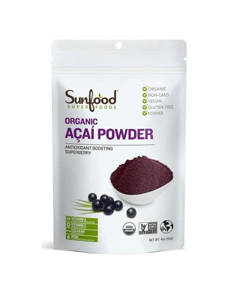 Polvo de Acai Orgánico Sunfood 113.4 g - Antioxidante Natural Polvo de Acai Orgánico Sunfood 113.4 g - Antioxidante Natural