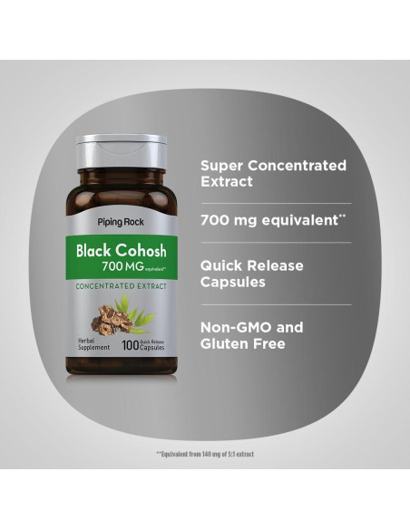 Extracto de Raíz de Cohosh Negro Piping Rock 700 mg 100 Cápsulas Extracto de Raíz de Cohosh Negro Piping Rock 700 mg 100 Cápsulas