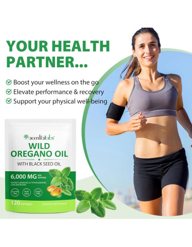 Aceite de Orégano Orgánico 6000mg + Semilla Negra 200mg - 240 Softgels