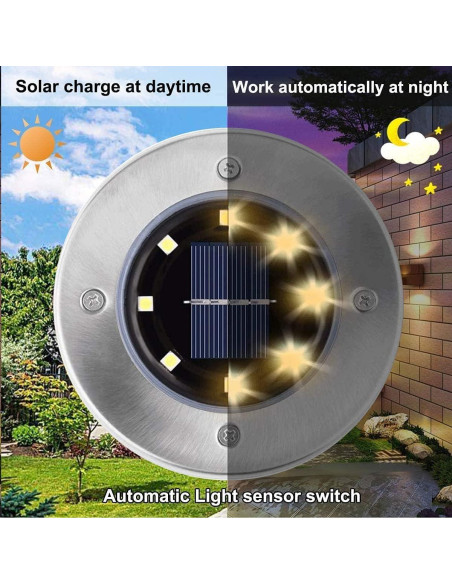 Luces Solares de Suelo Linkage Paquete de 12 Luz Cálida Luces Solares de Suelo Linkage Paquete de 12 Luz Cálida