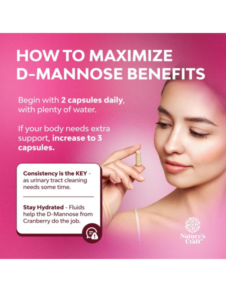 D Mannosa 1000mg con Arándano - 60 Cápsulas para Salud Urinaria D Mannosa 1000mg con Arándano - 60 Cápsulas para Salud Urinaria