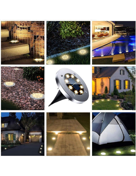 Luces Solares de Suelo Linkage Paquete de 12 Luz Cálida Luces Solares de Suelo Linkage Paquete de 12 Luz Cálida