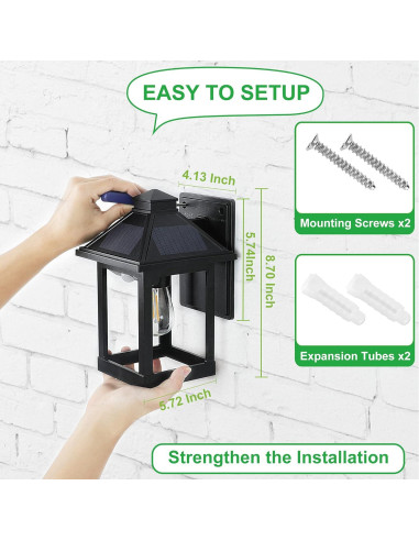 Lámparas de Pared Solares CYHKEE 2 Paquete LED IP65
