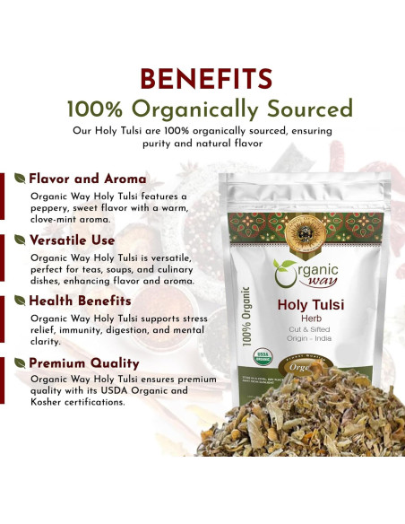 Hierba Sagrada Tulsi Orgánica 113.4 g - Organic Way Hierba Sagrada Tulsi Orgánica 113.4 g - Organic Way