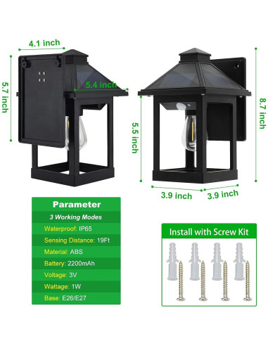 Lámparas de Pared Solares CYHKEE 2 Paquete LED IP65