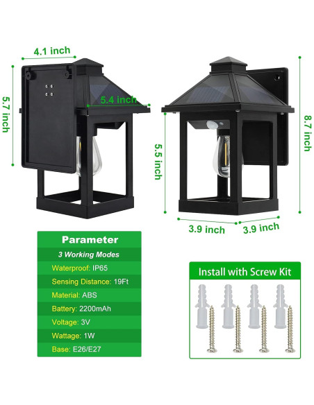 Lámparas de Pared Solares CYHKEE 2 Paquete LED IP65 Lámparas de Pared Solares CYHKEE 2 Paquete LED IP65