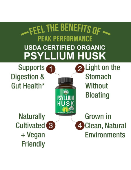 Cápsulas Veganas de Psyllium Orgánico Peak Performance 68g Cápsulas Veganas de Psyllium Orgánico Peak Performance 68g
