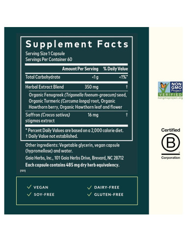 Suplemento Hormonal Gaia Herbs Serenidad del Ciclo - 60 Cápsulas Veganas