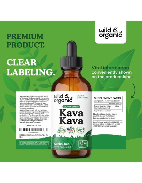 Gotas de Kava Kava Silvestre y Orgánico 400 mg - 118.29 ml Gotas de Kava Kava Silvestre y Orgánico 400 mg - 118.29 ml