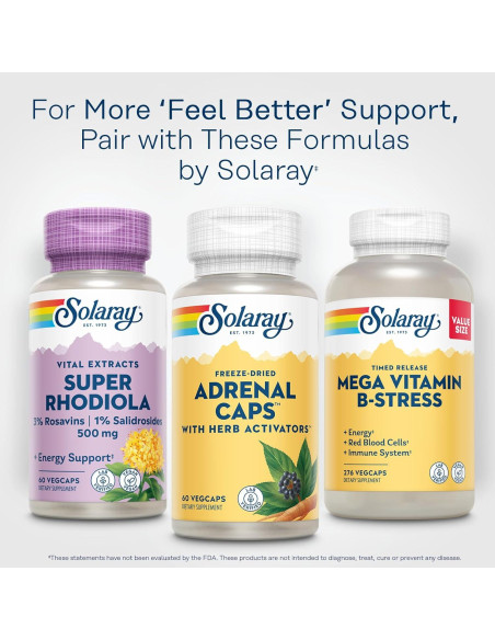 Cápsulas Adrenales Solaray - 340 mg Suprarrenales + 430 mg Hierbas Cápsulas Adrenales Solaray - 340 mg Suprarrenales + 430 mg Hierbas