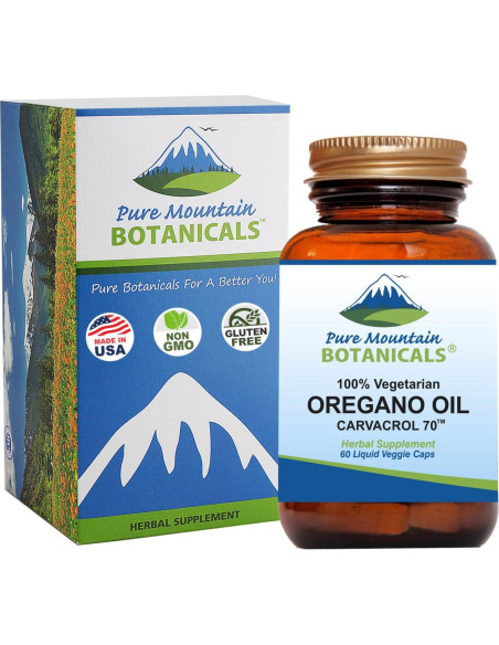 Cápsulas de Aceite de Orégano Veganas Pure Mountain 510mg - 60 Unidades Cápsulas de Aceite de Orégano Veganas Pure Mountain 510mg - 60 Unidades