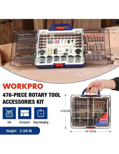 Kit de Accesorios Rotativos WORKPRO 476 Piezas - Versátil