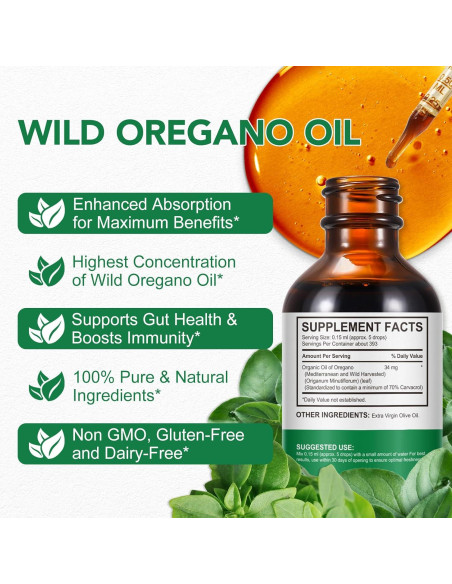 Gotas de Aceite de Orégano Orgánico 59.15 ml - Soporte Inmunológico Gotas de Aceite de Orégano Orgánico 59.15 ml - Soporte Inmunológico