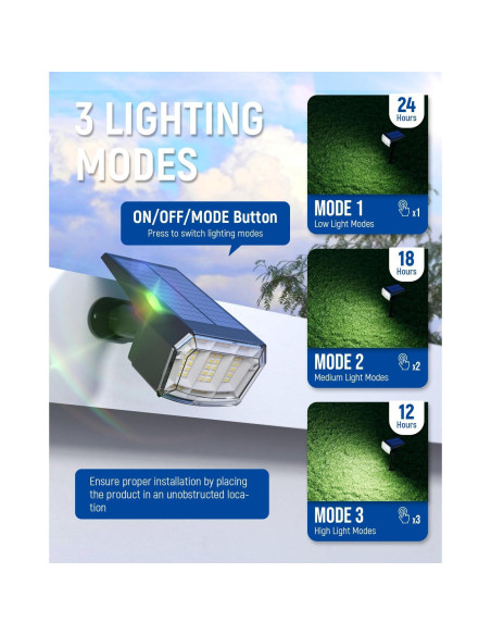 Luces Solares AUDERWIN 4 Paquete IP65 63 LEDs Jardín Luces Solares AUDERWIN 4 Paquete IP65 63 LEDs Jardín