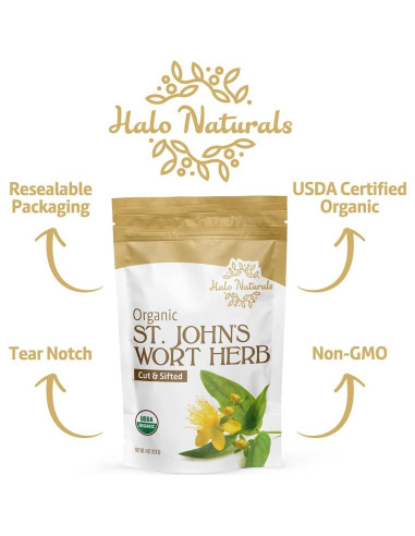 Hierba de Hipérico Orgánica Halo Naturals 113g Certificada