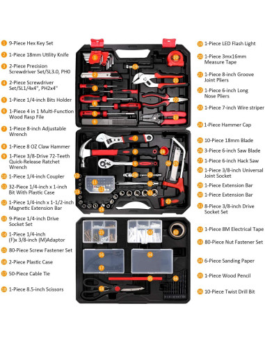 Kit de Herramientas KingTool 325 Piezas para Hogar y Auto