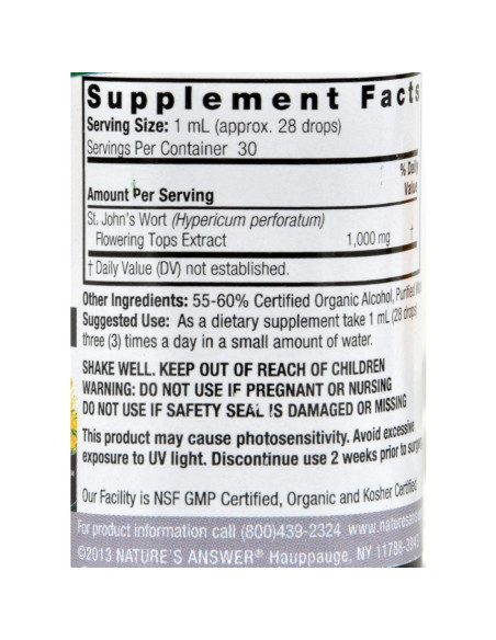 Extracto de Hierba de San Juan Nature's Answer 30 ml Vegano Extracto de Hierba de San Juan Nature's Answer 30 ml Vegano