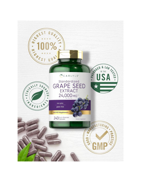Extracto de Semilla de Uva Carlyle 24,000 mg 240 Cápsulas Extracto de Semilla de Uva Carlyle 24,000 mg 240 Cápsulas