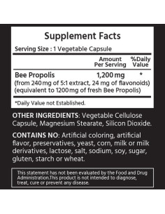 Cápsulas Vegetales de Propóleo Estandarizado 1200 mg - ML Naturals - 180 Unidades 2