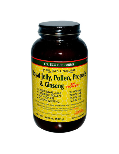 Miel Orgánica Y.S. Jalea Real 577 ml con Polen y Ginseng