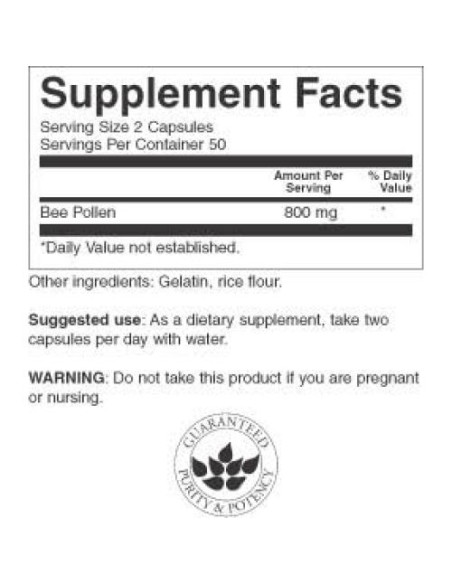 Pólen de Abeja Swanson 400 mg 100 Cápsulas Suplemento