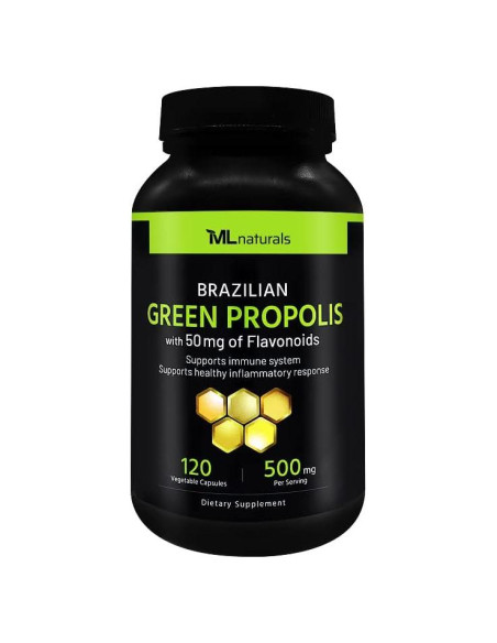 Cápsulas Veganas de Propóleos Verdes Brasileños 500 mg - ML Naturals Cápsulas Veganas de Propóleos Verdes Brasileños 500 mg - ML Naturals