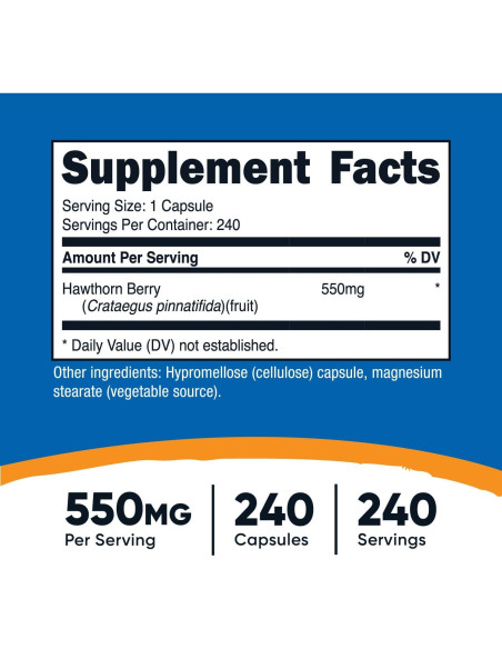 Cápsulas de Baya de Espino Nutricost 550mg - 240 Unidades Cápsulas de Baya de Espino Nutricost 550mg - 240 Unidades