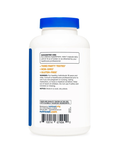 Cápsulas de Baya de Espino Nutricost 550mg - 240 Unidades